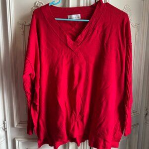 Zenana red oversized pullover sweater, women's size small/medium